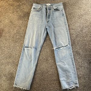 Agolde summer light wash ripped jeans 90s pinchwaist